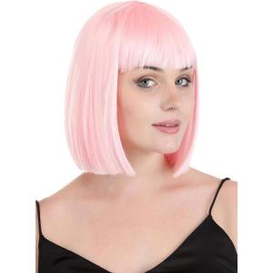 Fun Costumes Women’s Light Pink Bob Wig with Bangs | Pink Wig Halloween Costume Accessory – Character Cosplay Wig for Adults, Light Pink (Standard)(Light Pink)