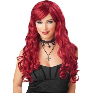 Fun Costumes Women’s Long Black Wavy Wig – ST(Red)