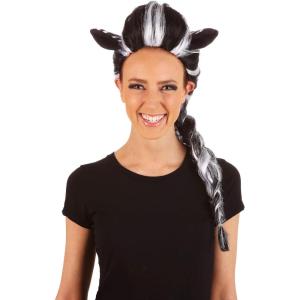 Fun Costumes Women’s Striped Zebra Wig with Animal Ears Black and White Zebra Accessory Standard(Standard)