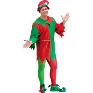 Fun World Costumes Men’s Adult Promotional Elf Set. Hat Tunic Shoes(Red/Green)