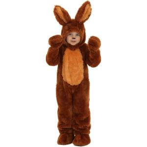 Fuzzy Toddler Brown Bunny Costume with Hood, Mitts, and Shoe Covers – Adorable Bunny Suit for Little Hoppers(Costume)