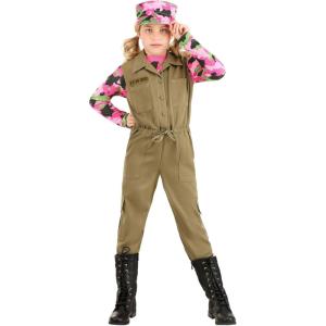 Girl’s Pink Camo Army Costume – Jumpsuit with Shirt and Hat