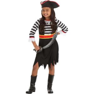 Girl’s Pirate Costume Dress | Kid’s Buccaneer Pirates Captain Costumes | Caribbean Cosplay Dress-Up Outfit