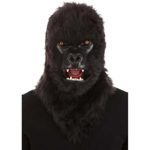 Gorilla Mouth Mover Full Mask – Faux Fur Hood, Moving Jaw, and Elastic Straps for Comfort(Standard)