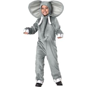 Gray Elephant Costume for Kids, African Safari Animal Halloween Jumpsuit w/Headpiece