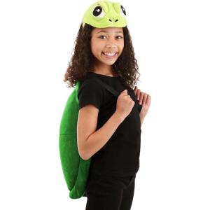 Green Turtle Costume Accessory Kit – Foam-Backed Velour Shell and Soft Headband with Sculpted Face