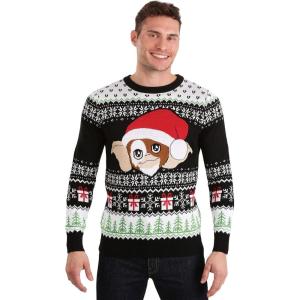 Gremlins Gizmo Claus Ugly Christmas Sweater for Adults, Horror Movie Christmas Sweaters, Festive Holiday Ugly Sweater(Black)
