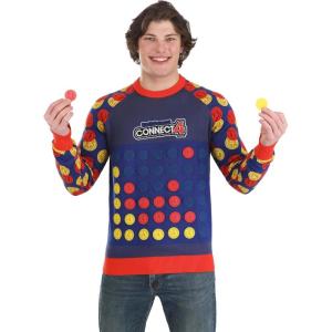Hasbro Connect Four Sweater for Adults, Classic Game Clothing, Connect 4 Ugly Sweaters, Funny Crewneck Sweatshirts(Blue)
