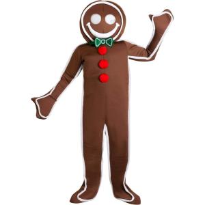 Iced Gingerbread Man Costume for Adults, Christmas Cookie Costume, Festive Holiday Party Jumpsuit