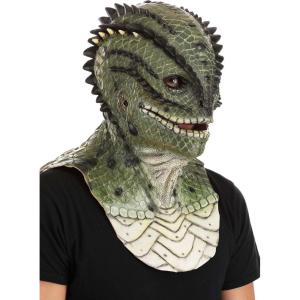 Immortal Masks Basilisk Lizard Latex Halloween Mask for Adults, Full Head Realistic Scary Halloween Masks Green(Green)