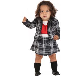 Infant Plaid Clueless Dee Halloween Costume, Cute Dress Outfit With Printed Buttons, Jacket, And Socks