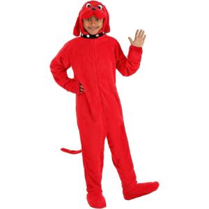 Kid’s Clifford the Big Red Dog Costume – Hooded Jumpsuit with Booties, Kids Storybook Character Outfit