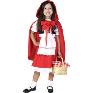 Kids Deluxe Little Red Riding Hood Costume – Fairytale Dress Outfit with Hooded Cape for Girls – Storybook Character Dress