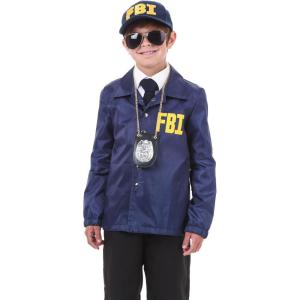 Kid’s FBI Costume, Navy Federal Agent Jacket, Child Investigator Outfit For Halloween & Play Pretend(Bundle W/ Sunglasses)