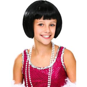 Kid’s Flapper Wig – Chin-Length Bob Wig with Blunt Bangs and Elastic Cap