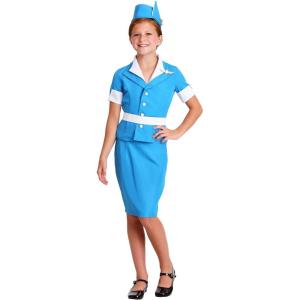 Kids Flight Attendant Costume – Jacket, Skirt, Hat, Belt, and Pin