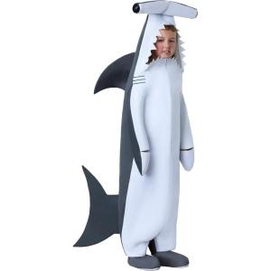 Kids Hammerhead Shark Costume – Hooded Jumpsuit with Stuffed Hammerhead and Fin Details