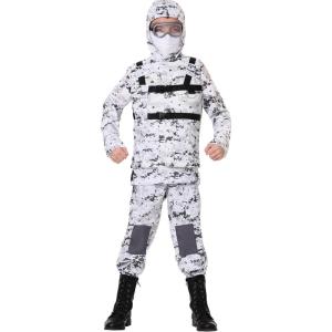 Kids Soldier Costume | Child White Snow Winter Camouflage Army Military Outfit and Accessories(Costume)