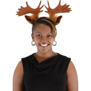 Moose Ears & Antlers Costume Headband – Velvet and Faux Fur Animal Accessory