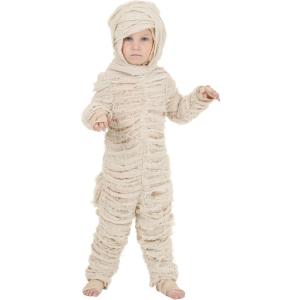 Mummy Costume for Toddlers, White Bandaged Undead Egyptian Pharaoh Suit for Halloween or Scary Cosplay Dress-Up