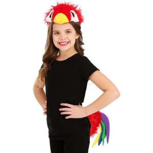 Parrot Costume Accessory Kit – Soft-Sculpted Headband and Tail with Felt Feathers