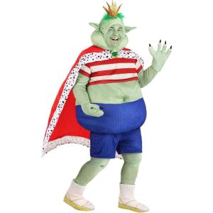 Plus Size Prince Gristle Trolls Costume for Adults – Bodysuit, Shirt, Leggings, Cape, Headpiece, Gloves & Shoe Covers