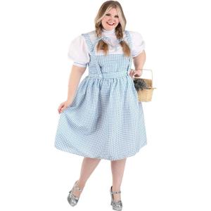 Plus Size Wizard of Oz Dorothy Costume for Women, Blue Gingham Dress, Blouse & Pair of Hair Ribbons – Officially Licensed(Costume)