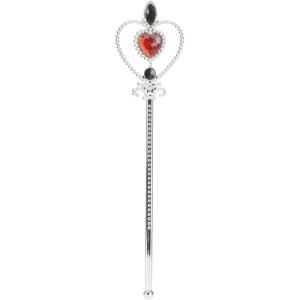 Queen of Hearts Deluxe Scepter – 13-Inch Plastic Scepter with Double Hearts and Faux Gem Accents, Costume Prop