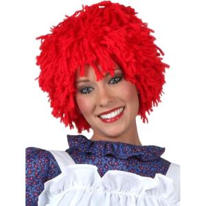 Rag Doll Wig for Adults – Red Yarn Hair Costume Wigs for Women, Red Raggedy Doll Cosplay Hair for Halloween