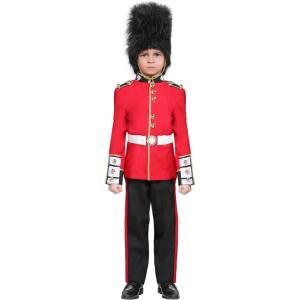 Royal Guard Costume for Boys British Red Suit with Bearskin Cap, Royalty Cosplay Set with Coat, Pants, Belt, Hat