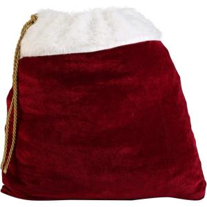 Santa’s Red Christmas Toy Sack – Velvet Bag with Faux Fur Cuff and Gold Drawstring