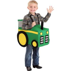 Toddler Ride in Tractor Costume, Foam-Backed Tunic Farm Cosplay Halloween Costume Outfit