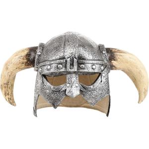 Viking Helmet with Horns for Adults – Half-Head Viking Mask Helmet for Halloween, Renaissance & Norse Barbarian Costumes