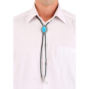 Western Bolo Tie – Braided Faux Leather Cord with Antique Silver Tone Clasp and Turquoise Gem