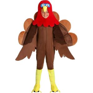 Wild Turkey Costume for Kids, Child Thanksgiving Halloween Turkey Suit, Bird Outfit for Animal Cosplay Party L