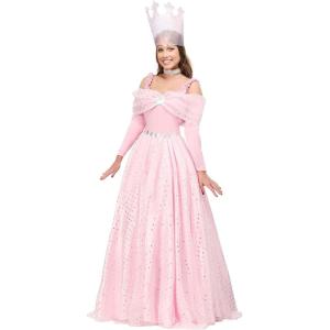 Women’s Deluxe Pink Witch Dress Costume, Magical Pink Gown Adult Halloween Costume