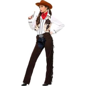 Women’s Western Cowgirl Costume | Adult 5 Piece Halloween Outfit With Hat