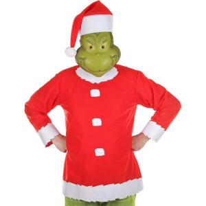 elope Adult Santa Grinch Costume | Men’s Dr. Seuss The Grinch Outfit Red Tunic, Santa Claus Hat, with Face Front Mask