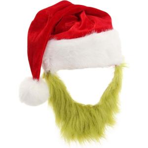 elope Grinch Beard Santa Hat(Green red)