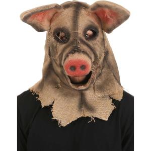 elope Pig Scarecrow Mouth Mover Mask – Molded Plastic with Burlap Hood, One Size Fits Most(Standard)
