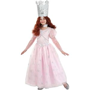 Deluxe Glinda Girl’s Costume – Sparkling Pink Dress with Star Details, Crown, and Choker