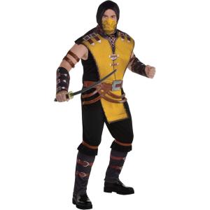 Mortal Kombat Scorpion Costume for Men – Mortal Kombat Costume Includes Jumpsuit, Face Mask, Arm Bands, & Gauntlets – Costumes for Halloween, Birthday Parties & Themed Events