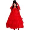 imageWomens Plus Size Lydia Halloween Costume  Adult Red Gothic Wedding Dress with Veil and Gloves for Themed Events and Cosplay
