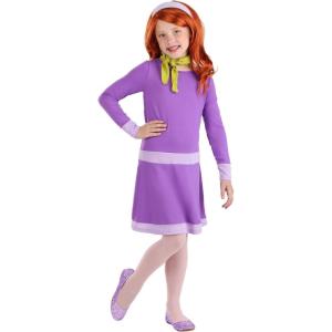 Deluxe Scooby-Doo Daphne Costume for Girls– Kid’s Daphne Halloween Dress, Scarf & Headband Outfit, Sizes XS-XL
