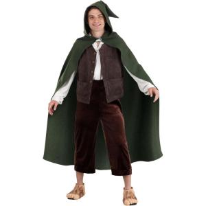 Lord of the Rings Adult Frodo Costume, Dark Green Frodo Baggins Costume Mens, Cloaked Medieval Halloween Outfit