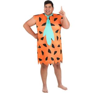 Plus Size Men’s Fred Flintstone Costume for Adults – The Flintstones Outfit with Tunic & Necktie – Officially Licensed(Bundle W/ Club)