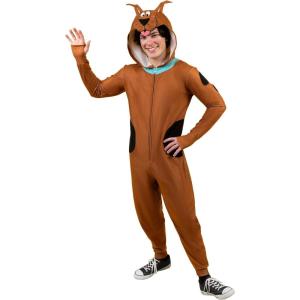 Scooby Doo Costume for Adults – Hooded Union Suit Jumpsuit with Character Face & Tail – Fleece Pajama Outfit(Multicolor)
