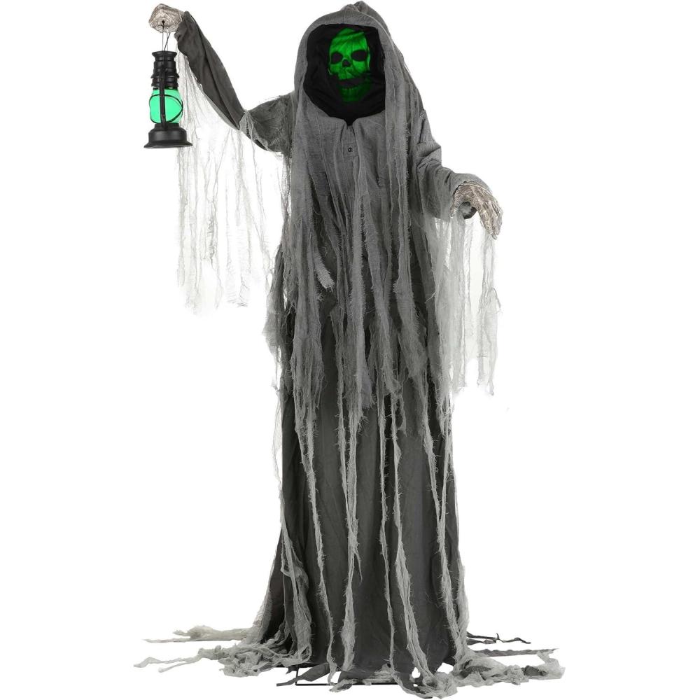 imageFun Costumes 6FT Grey Looming Phantom Animated Outdoor Decoration Large Talking Scary Creepy Halloween Decor