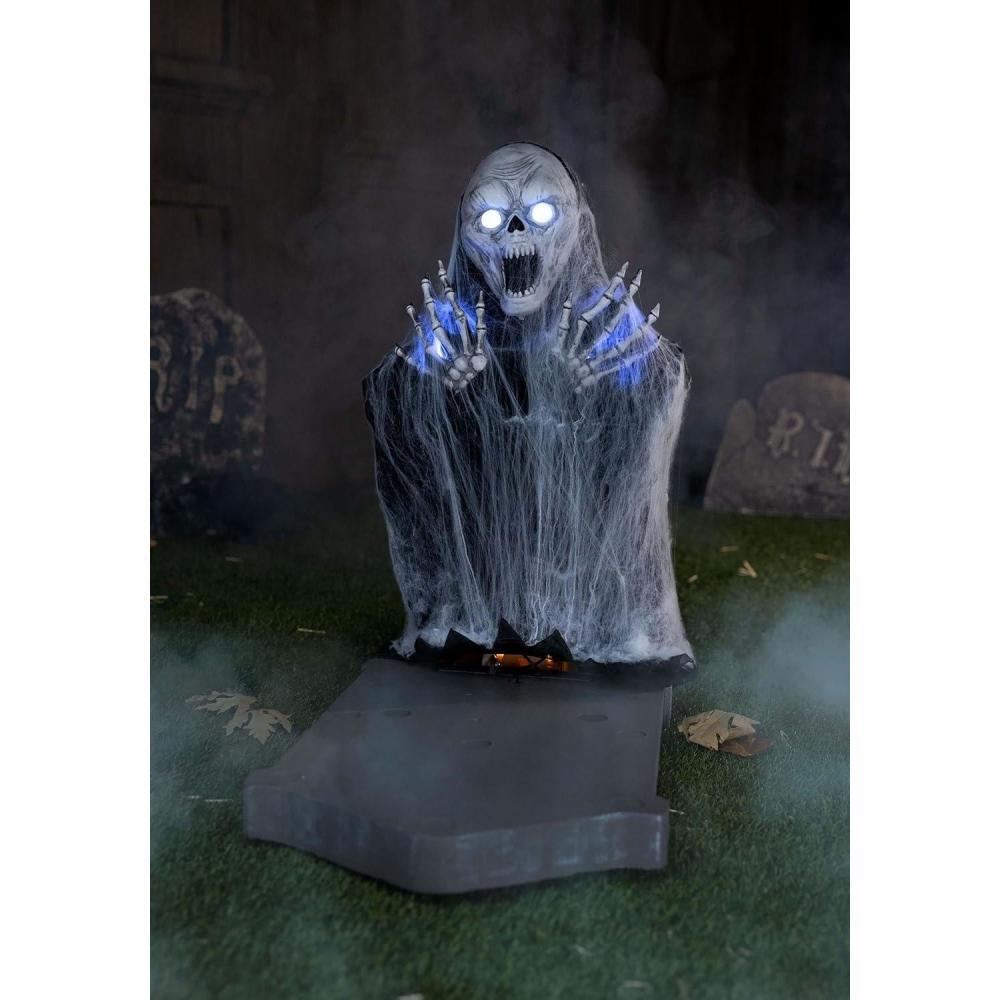 imageFun Costumes Jump Scare Skeleton  Tombstone Animated Halloween Decoration with Sound Light Up Eyes and Motion Sensor