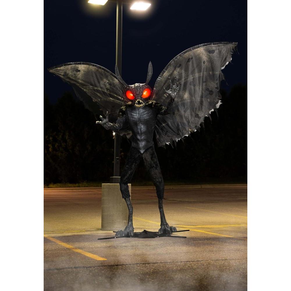 imageFun Costumes Mothman Animatronic Halloween Decoration Giant Cryptid with Flapping Wings Red Eyes Indoor Outdoor Display